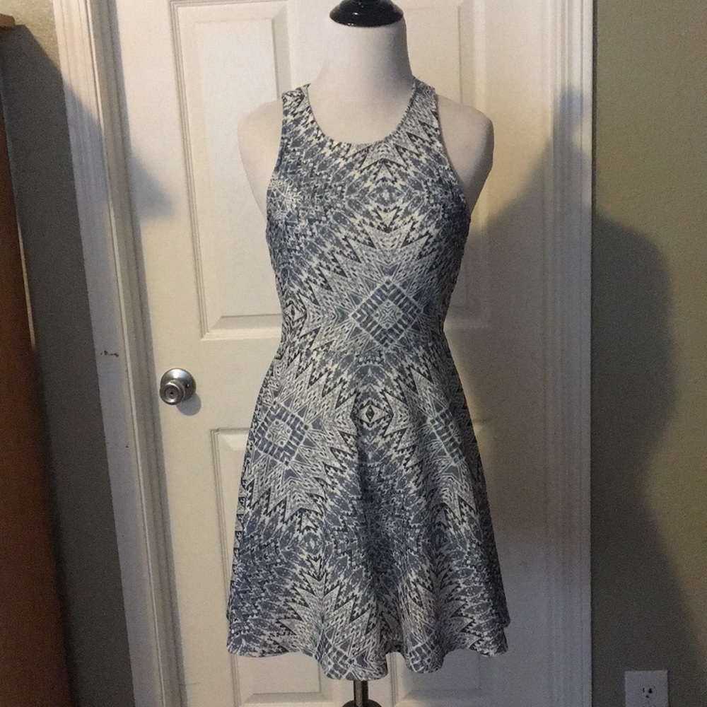 Blue and white halter dress